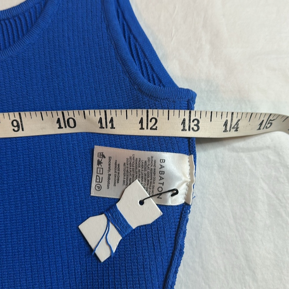 Babaton Blue Ribbed Square-Neck Crop Tank - Picture 7 of 8